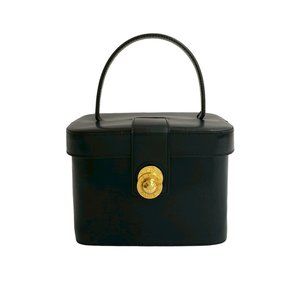 CELINE Black Leather Vanity Bag